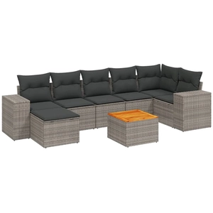 vidaXL Salon de jardin 8 pcs avec coussins gris résine tressée pas cher