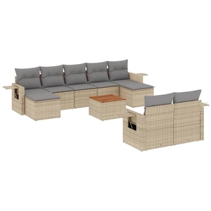 vidaXL Salon de jardin et coussins 10 pcs mélange beige résine tressée pas cher