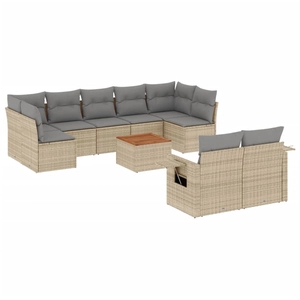 vidaXL Salon de jardin et coussins 10 pcs mélange beige résine tressée pas cher