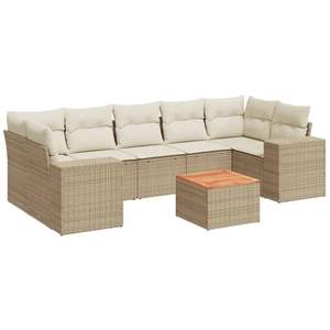 vidaXL Salon de jardin avec coussins 8 pcs beige résine tressée pas cher