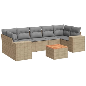 vidaXL Salon de jardin avec coussins 8 pcs beige résine tressée pas cher
