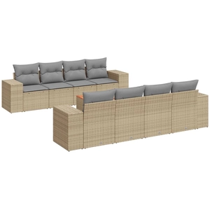 vidaXL Salon de jardin avec coussins 9 pcs beige résine tressée pas cher