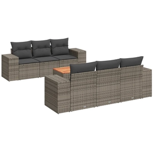 vidaXL Salon de jardin avec coussins 7 pcs gris résine tressée pas cher