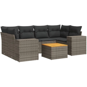 vidaXL Salon de jardin avec coussins 7 pcs gris résine tressée pas cher