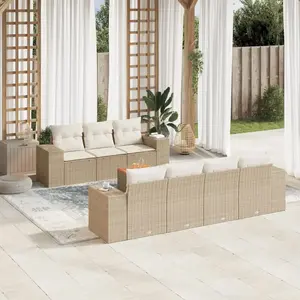 vidaXL Salon de jardin avec coussins 8 pcs beige résine tressée pas cher