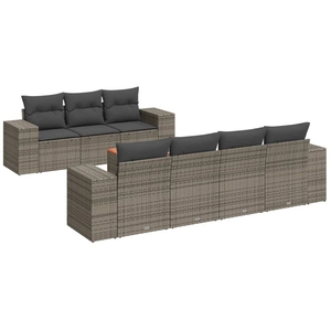 vidaXL Salon de jardin 8 pcs avec coussins gris résine tressée pas cher
