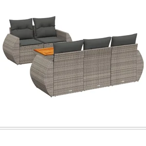 vidaXL Salon de jardin 6 pcs avec coussins gris résine tressée pas cher