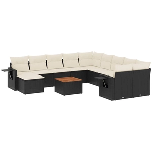 vidaXL - 12-delige - Loungeset - met - kussens - poly - rattan - zwart pas cher