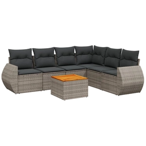 vidaXL Salon de jardin avec coussins 7 pcs gris résine tressée pas cher