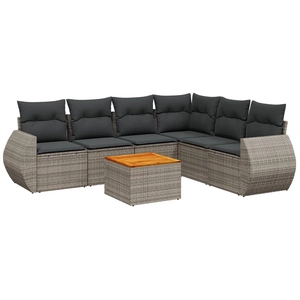 vidaXL Salon de jardin avec coussins 7 pcs gris résine tressée pas cher