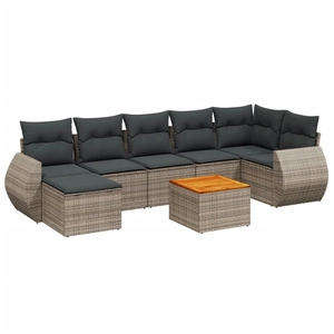 vidaXL Salon de jardin 8 pcs avec coussins gris résine tressée pas cher