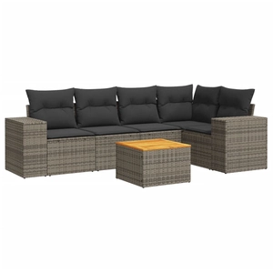 vidaXL Salon de jardin 6 pcs avec coussins gris résine tressée pas cher