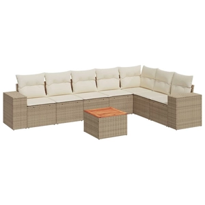 vidaXL Salon de jardin avec coussins 8 pcs beige résine tressée pas cher