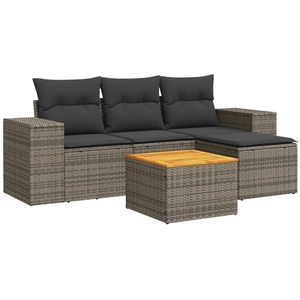 vidaXL Salon de jardin 5 pcs avec coussins gris résine tressée pas cher