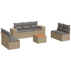 vidaXL Salon de jardin avec coussins 8 pcs beige résine tressée pas cher