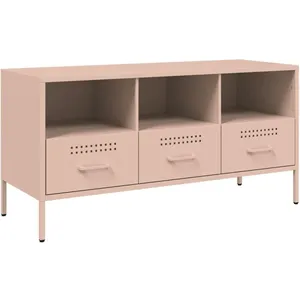 Meuble tv rose 100,5x39x50,5 cm acier laminé à froid Vidaxl Rose pas cher