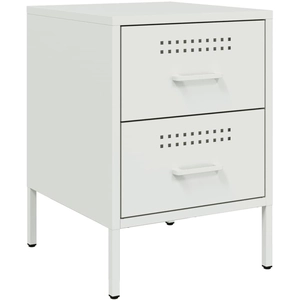 vidaXL Table de chevet blanc 36x39x50,5 cm acier pas cher