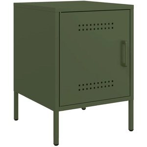 vidaXL Tables de chevet 2 pcs vert olive 36x39x50,5 cm acier pas cher