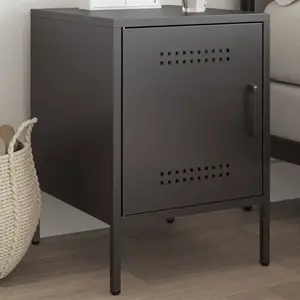 vidaXL Table de chevet noir 36x39x50,5 cm acier pas cher