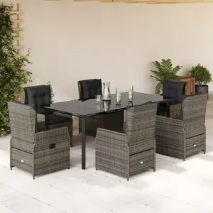 vidaXL Ensemble à manger de jardin et coussins 7 pcs gris rotin pas cher