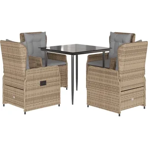 vidaXL Ensemble à manger de jardin avec coussins 5pcs Beige poly rotin pas cher