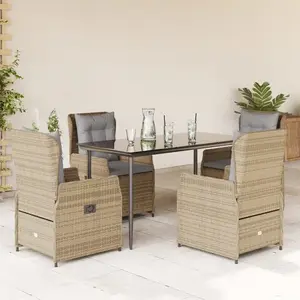 vidaXL Ensemble à manger de jardin avec coussins 5pcs Beige poly rotin pas cher