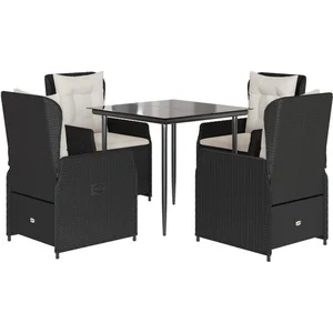 vidaXL Ensemble à manger de jardin coussins 5pcs Noir Résine tressée pas cher