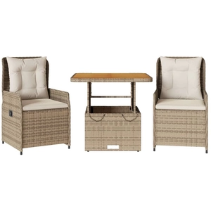vidaXL Ensemble de bistro 3 pcs avec coussins beige résine tressée pas cher