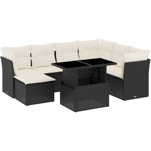 vidaXL Salon de jardin 8 pcs avec coussins noir résine tressée pas cher