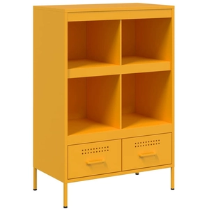 vidaXL Buffet haut jaune moutarde 68x39x101,5 cm acier laminé à froid pas cher