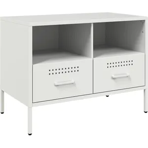 vidaXL Vidaxl Meuble Tv Blanc 68x39x50,5 Cm Acier