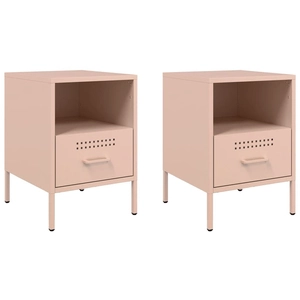 vidaXL Tables de chevet 2 pcs rose 36x39x50,5 cm acier laminé à froid pas cher