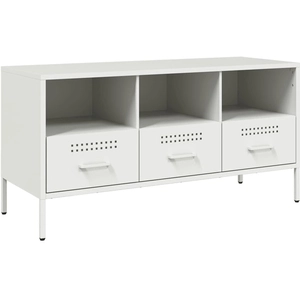 vidaXL Vidaxl Meuble Tv Blanc 100,5x39x50,5 Cm Acier pas cher