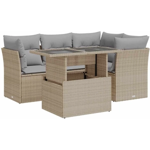 vidaXL Salon de jardin avec coussins 5 pcs beige résine tressée pas cher
