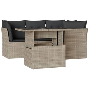 vidaXL Salon de jardin 5 pcs avec coussins gris clair résine tressée pas cher