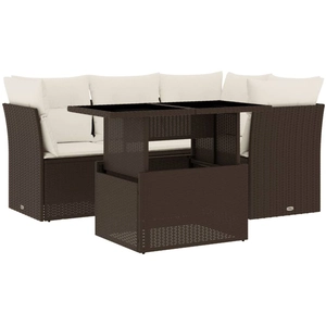 vidaXL Salon de jardin avec coussins 5 pcs marron résine tressée pas cher