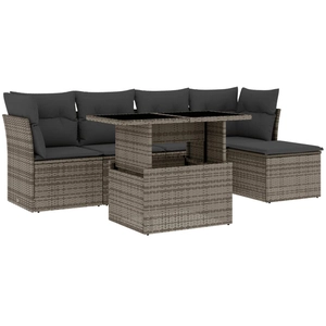 vidaXL Salon de jardin 6 pcs avec coussins gris résine tressée pas cher