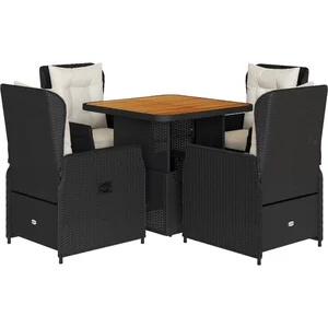 vidaXL Ensemble à manger de jardin coussins 5pcs Noir Résine tressée pas cher