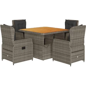vidaXL Ensemble à manger de jardin 5 pcs coussins gris résine tressée pas cher