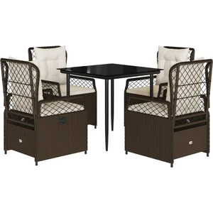 vidaXL Ensemble à manger de jardin 5 pcs et coussins marron poly rotin pas cher