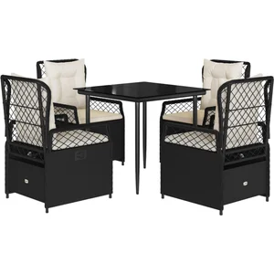vidaXL Ensemble à manger de jardin coussins 5pcs Noir Résine tressée pas cher