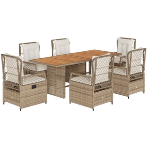 vidaXL Ensemble à manger de jardin et coussins 7 pcs beige poly rotin pas cher