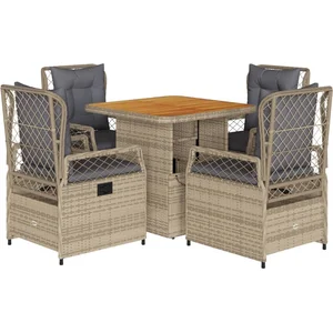 vidaXL Ensemble à manger de jardin avec coussins 5pcs Beige poly rotin pas cher
