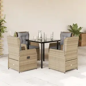 vidaXL Ensemble à manger de jardin avec coussins 5pcs Beige poly rotin pas cher