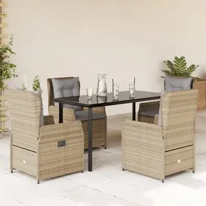 vidaXL Ensemble à manger de jardin avec coussins 5pcs Beige poly rotin pas cher
