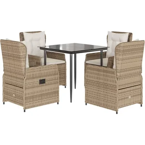 vidaXL Ensemble à manger de jardin avec coussins 5pcs Beige poly rotin pas cher