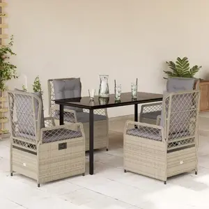 vidaXL Ensemble à manger de jardin avec coussins 5pcs Beige poly rotin pas cher