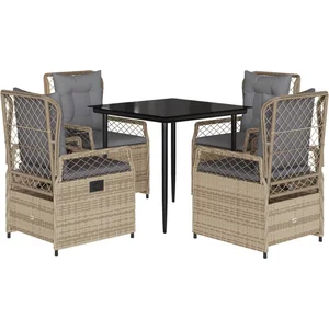 vidaXL Ensemble à manger de jardin avec coussins 5pcs Beige poly rotin pas cher