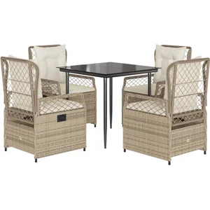 vidaXL Ensemble à manger de jardin avec coussins 5pcs Beige poly rotin pas cher