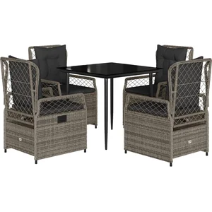 vidaXL Ensemble à manger de jardin 5 pcs coussins gris résine tressée pas cher